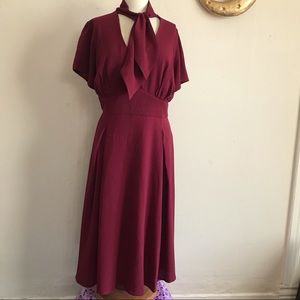 Collectif by ModCloth Burgundy Retro Dress Plus